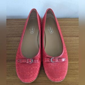 Coach Ballet Flats Tomato Girl 8 Preppy Nautical Academia Classic Signature Chic